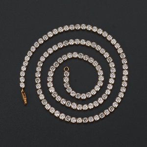 Hip hop gold plated titanium steel tennis necklace with sparkling cubic zirconia diamonds