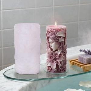 Molde de silicona 3D de cara de diosa con flores para velas decorativas artesanales