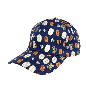 Dunkelblaue Baseballkappe mit japanischen Glücksbringern und Kanji-Aufdruck