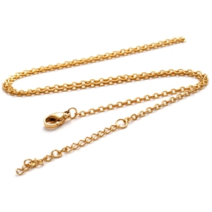 Golden stainless steel cross chain necklace with lobster clasp and adjustable extension