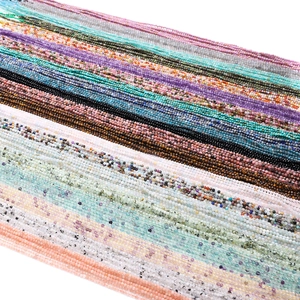 Detailed view of 2mm faceted natural stone beads in assorted colors for DIY jewelry