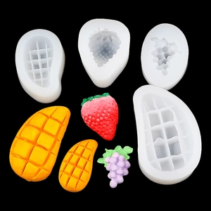 Silicone fruit molds for mango, strawberry, and grape shaped cake and soap crafts