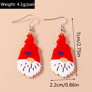 Macro detail of Christmas gnome drop earrings with dimensions 7cm height and 4.1g weight