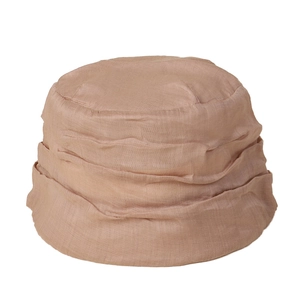 Chapeau bob léger en lin pour femme beige avec design plissé élégant pour protection solaire