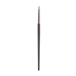 Detail eye makeup brush with soft beige bristles, silver ferrule and slim black handle