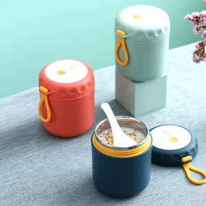 304 stainless steel insulated food jar with portable handle lid for hot soup or porridge