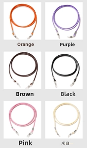 Adjustable braided wax cord eyewear retainers in six colors with silicone anti-slip loops