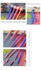 Detail of cute hamster gel pens showing 0.5mm tip and replaceable ink structure
