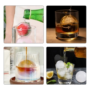 Molde de silicona para 4 bolas de hielo grandes con frutas para whisky y café helado