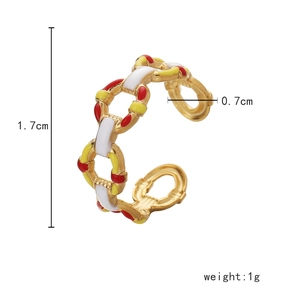 Detailed dimension guide for hollow heart chain ring showing 1.7cm height and 0.7cm width