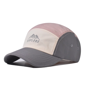 Multi Color Five Panel Camp Cap Mountain Embroidery Explore Outdoor Cotton Adjustable Sun Protection Hat