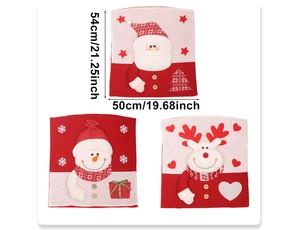 Three-piece Christmas chair covers set with Santa, Snowman and Reindeer motifs 54x50cm