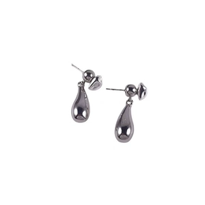Minimalist silver lava teardrop earrings with high-shine liquid metal mirror finish