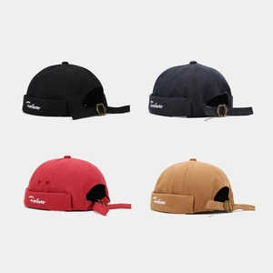 Docker Hat Miki Hat Brimless Cap Polyester Canvas Adjustable Metal Buckle Letter Embroidery Vintage Streetwear Unisex