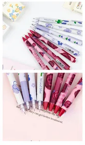 Macro detail of floral gel pens showing 0.5mm nib and elegant botanical patterns