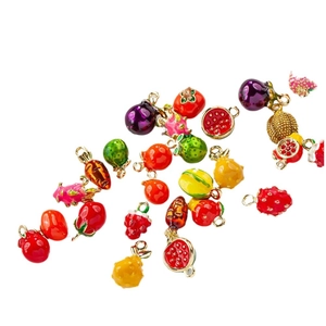 Assorted colorful fruit and vegetable enamel alloy pendants for DIY jewelry making