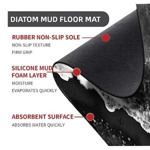 Detail showing layers of absorbent diatom mud mat with rubber non-slip backing