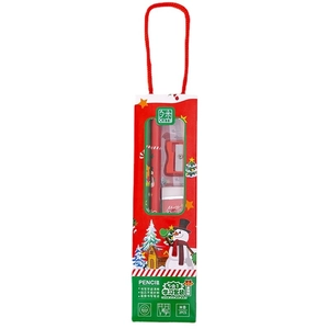 5-in-1 Christmas stationery gift set for kids featuring snowman and tree motifs