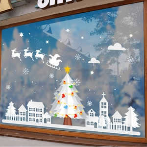 White Christmas tree and reindeer static window stickers for festive glass decoration