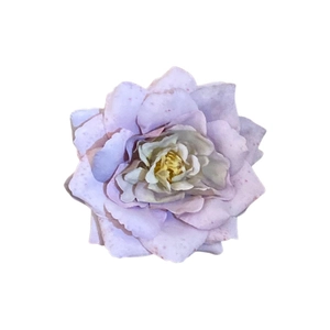 Elegant lavender fabric rose hair clip with layered petals for sweet spring styling