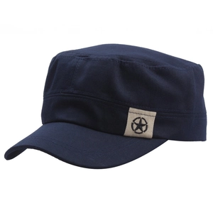 Classic navy blue cotton twill cadet cap with embroidered star patch for men and women