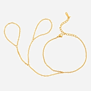 Stainless Steel Hand Harness Finger Ring Bracelet Gold Minimalist Jewelry For Women Waterproof Adjustable Link Chain Accessory