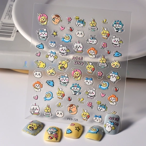 Autocollants Ongles 5D Relief Dessins Animés Animaux Fleurs Imperméable Auto-adhésif Décoration Manucure Pour Femmes Filles