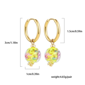 Detailed view of enamel heart earrings showing precise 3cm length and 1cm pendant size