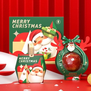 Christmas Santa gift boxes for candy and apples in red and green festive cardboard