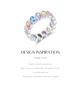 Macro detail of S925 sterling silver stamp and colorful oval cubic zirconia inlay