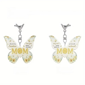 6PCS You are my Sunshine butterfly acrylic keychain set with double-sided letter engraving