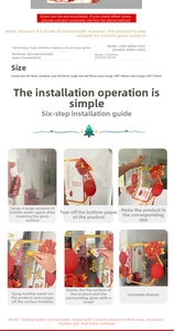 Detailed installation guide and sizing for Santa Claus PVC electrostatic window stickers