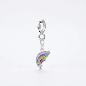 Polished S925 silver rainbow pendant with star accent for jewelry DIY styling