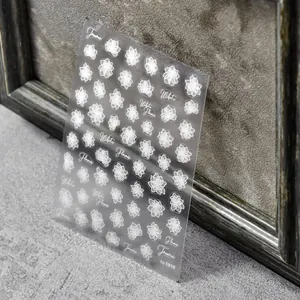 Japanese 5D translucent white flower nail stickers with adhesive backing for nail art