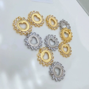 Minimalist gold and silver heart pendants with cubic zirconia for DIY jewelry making