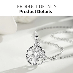 Macro shot of S925 sterling silver Tree of Life pendant with delicate micro-paved zircons
