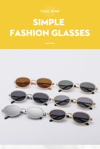 Collection of six vintage oval metal sunglasses with sparkling textured frames and colored lenses