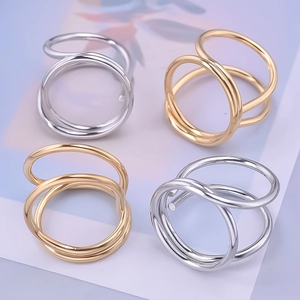 Set di anelli geometrici di lusso in acciaio inossidabile 304 oro e argento lucido