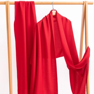 Elegant solid red cashmere-like shawl scarf for Chinese New Year events and celebrations