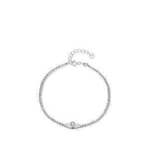 925 Sterling Silver Bracelet For Women Double Layer Round Cubic Zirconia Bezel Set Minimalist Dainty Adjustable Chain