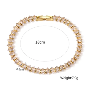 Eleganter Gold-Tennisarmband mit Marquise-Zirkonia für Damen, Maße 18 cm x 0,6 cm