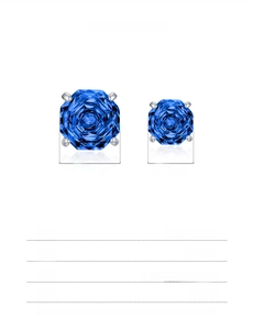 Detail of 925 sterling silver earrings with octagonal royal blue rose cut sapphire stones
