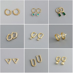 Niche Trend Copper Rhinestone Hoop Earrings For Women Geometric High-end Star Moon Butterfly Temperament Ear Jewelry