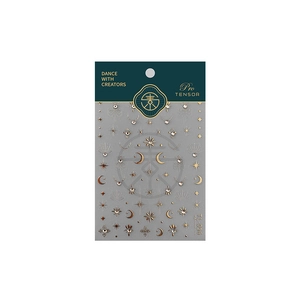 5D Relief-Nagelaufkleber mit goldenen Sternen und Monden, Modell TL-056 Design