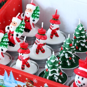 Creative Christmas candles with Santa Snowman and Tree shapes in a festive gift box set