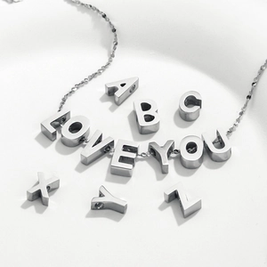 Stainless Steel English Letter Pendants 3D Alphabet Charms Simple Fashion For DIY Jewelry Making Necklaces