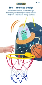 Detail view of alien basketball backboard showing rounded edges and safe design for toddlers
