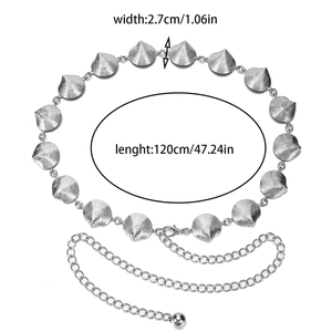 Silver shell shape metal waist chain belt detail with 120cm length and lobster clasp