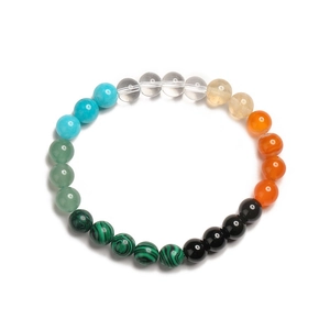 Detailed shot of multi-color natural 8mm stone beads showing texture and polished finish