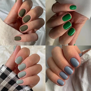 Short Press On Nails Glossy Solid Color Artificial False Nail Tips With Glue Simple Daily Manicure For Women